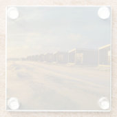 ビーチの夕暮れ時のオランダ海岸 ガラスコースター (裏面)