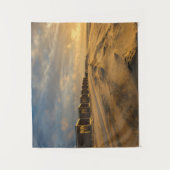 ビーチの夕暮れ時のオランダ海岸 タペストリー (正面)