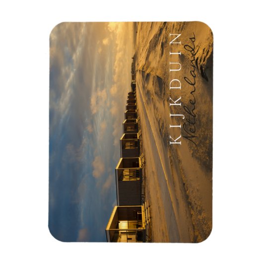 ビーチの夕暮れ時のオランダ海岸 マグネット (縦)