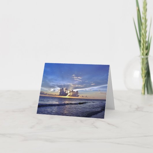 ビーチの夕焼け サンキューカード (正面)