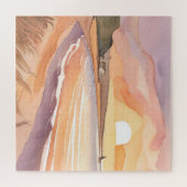 ビーチの夕焼け | 美しい水彩画 ジグソーパズル (横)