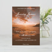 ビーチの夜の夕日が地平線結婚に 招待状 (スタンド正面)