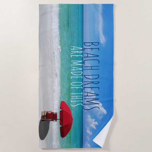 ビーチの夢は熱帯モダンな写真を引用します ビーチタオル (正面)