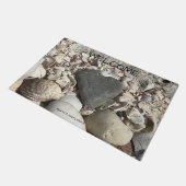 ビーチの大きい玄関マットの灰色のハートの石 ドアマット (アングル)