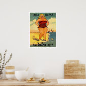 ビーチの大女おもしろいヴィンテージ ポスター (キッチン)