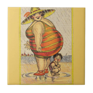 ビーチの奇妙な古い夫婦 タイル