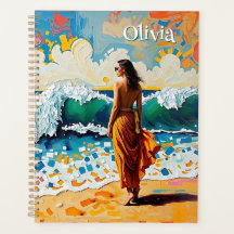 ビーチの女性の抽象的な海岸アート オーダーメイド