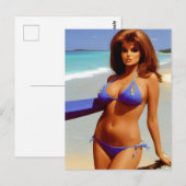 ビーチの女性 ポストカード (正面/裏面)