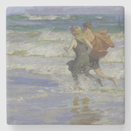 ビーチの子供たち(Edward Henry Potthast) ストーンコースター