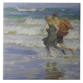ビーチの子供たち(Edward Henry Potthast) タイル