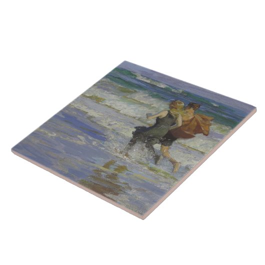 ビーチの子供たち(Edward Henry Potthast) タイル (側面)