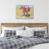 ビーチの子供の男の子の砂の中にシェルをフィディング キャンバスプリント (インサイチュ (寝室))