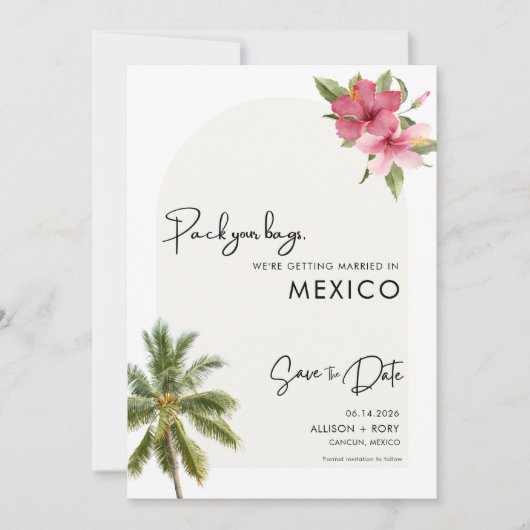 ビーチの宛先結婚写真 セーブザデート (正面)