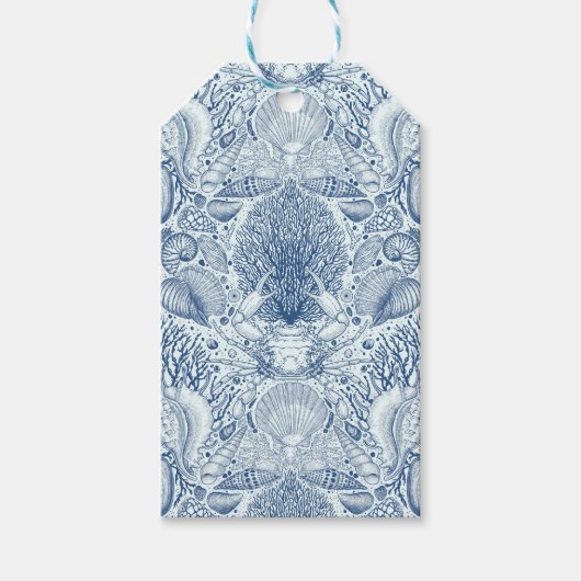 ビーチの宝を青で ギフトタグ (正面)