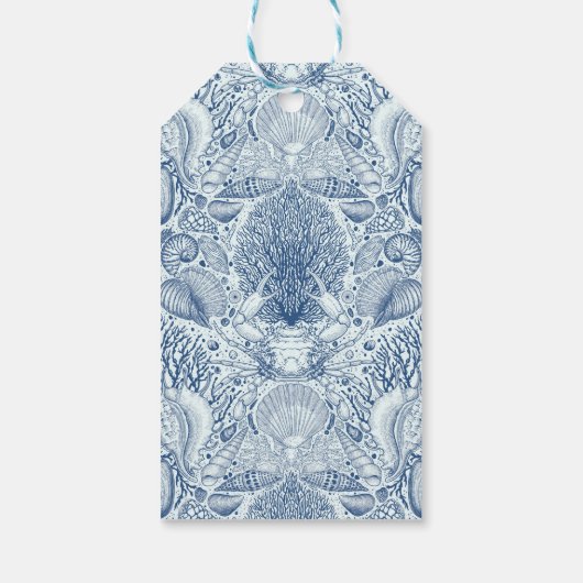 ビーチの宝を青で ギフトタグ (裏面)