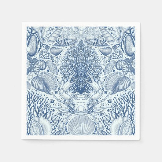 ビーチの宝を青で スタンダードカクテルナプキン (正面)