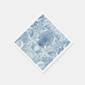 ビーチの宝を青で スタンダードカクテルナプキン (角)