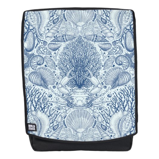 ビーチの宝を青で バックパック (正面)