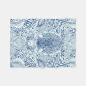 ビーチの宝を青で フリースブランケット (正面(横))