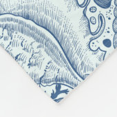 ビーチの宝を青で フリースブランケット (角)