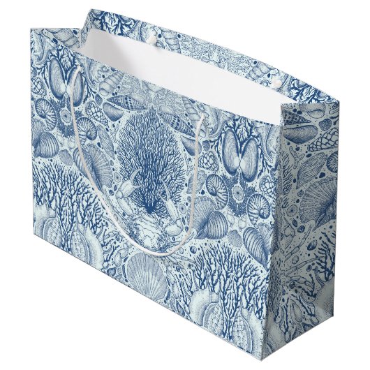 ビーチの宝を青で ラージペーパーバッグ (裏面アングル)