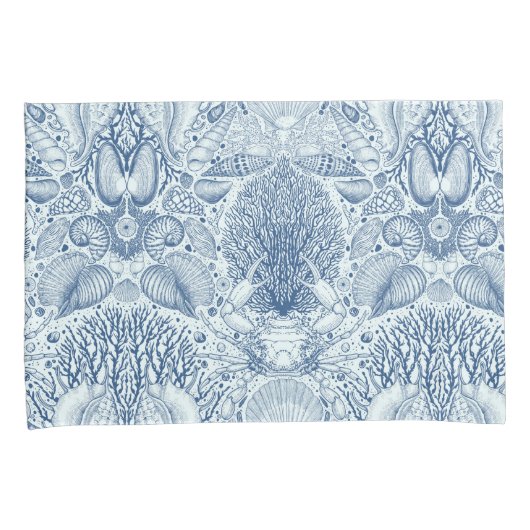 ビーチの宝を青で 枕カバー (正面右)