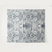 ビーチの宝物，貝殻，カニ，サンゴと海 タペストリー (正面(横))