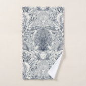 ビーチの宝物，貝殻，カニ，サンゴと海 バスタオルセット (ハンドタオル)