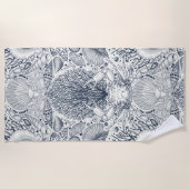 ビーチの宝物，貝殻，カニ，サンゴと海 ビーチタオル (正面)