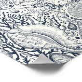 ビーチの宝物，貝殻，カニ，サンゴと海 ポスター (角)