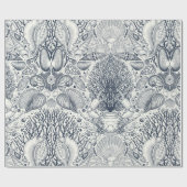 ビーチの宝物，貝殻，カニ，サンゴと海 ラッピングペーパー (フラット)