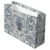 ビーチの宝物，貝殻，カニ，サンゴと海 ラージペーパーバッグ (正面アングル)