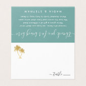 ビーチの寄付の詩が付いている金色やし自由章の木の座席表 名刺 (外部フラット)