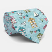 ビーチの小屋およびカモメパターン ネクタイ (ロール)