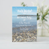 ビーチの小石の写真の退職パーティー 招待状 (スタンド正面)