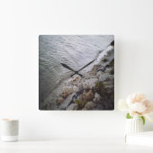 ビーチの小石 スクエア壁時計 (ホーム)