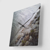 ビーチの小石 スクエア壁時計 (傾斜)