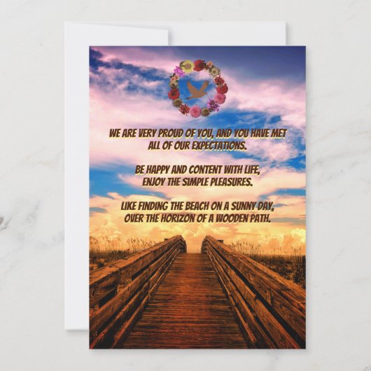 ビーチの小道の誕生日カード 招待状 (裏面)