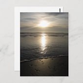 ビーチの岩と夕日 ポストカード (正面/裏面)