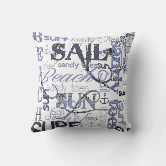 ビーチの帆日曜日の波の枕 クッション (裏面)