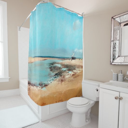 ビーチの干潮時（河口）、エドガー・デガ シャワーカーテン (インサイチュ)