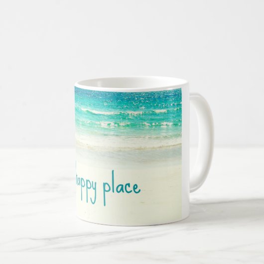 ビーチの幸せな場所のマグ コーヒーマグカップ (正面右)