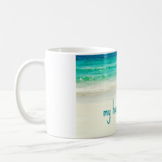 ビーチの幸せな場所のマグ コーヒーマグカップ (左)