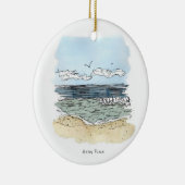 ビーチの幸せな場所の円のオーナメント セラミックオーナメント (右)