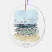ビーチの幸せな場所の円のオーナメント セラミックオーナメント (左)
