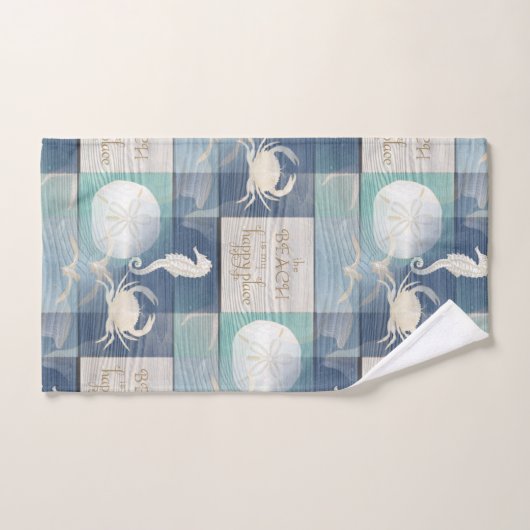 ビーチの幸せな場所の青い水の海タオルセット バスタオルセット (ハンドタオル)