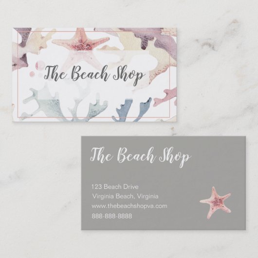 「ビーチの店」の沿岸名刺 名刺 (正面/裏面)