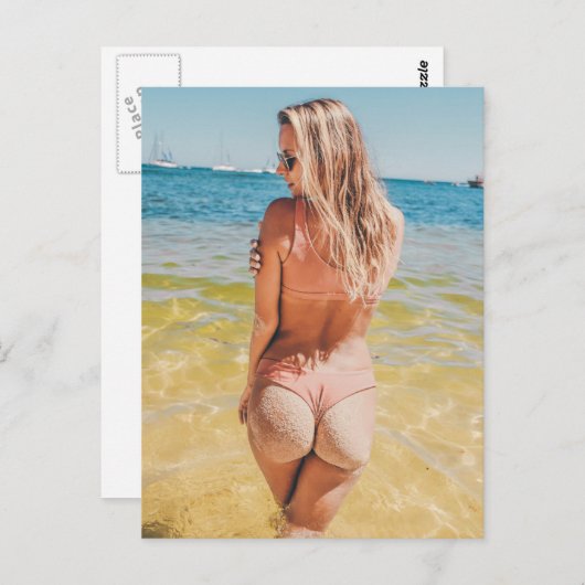 ビーチの怠け者 ! ホットビキニモデル写真ポストカード ポストカード (正面/裏面)