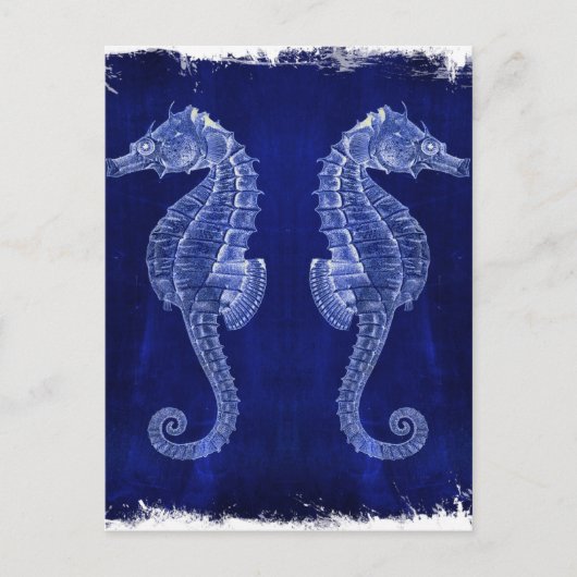 ビーチの恋人の沿岸オーシャンブルーのタツノオトシゴ ポストカード (正面)