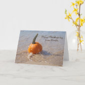 ビーチの感謝祭のパンプキン カード (黄色い花)